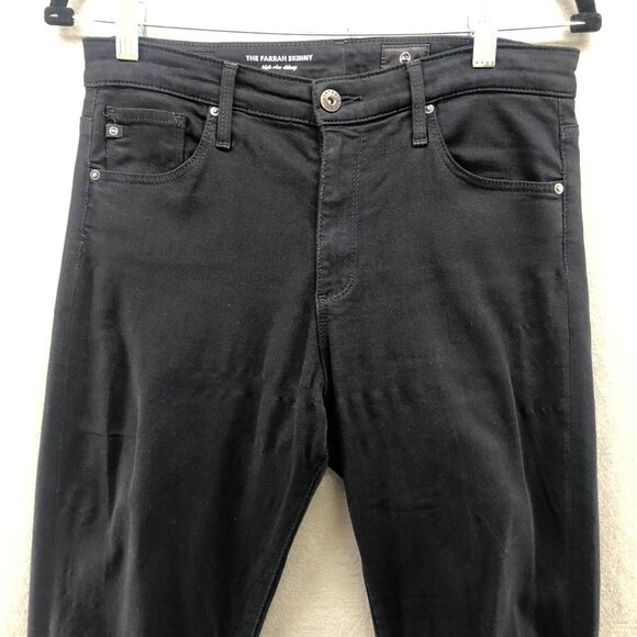 AG Adriano Goldschmied The Farrah High Rise Skinny Jean Size 27 Black Distressed - Picture 12 of 12